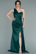 Атласное Платье Русалка Для Вечера Изумрудно-зеленый ABU2221