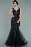 Длинное Вечернее Платье Русалка Черный ABU2269