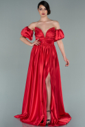 Длинное Атласное Вечернее Платье красный ABU2270