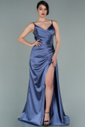 Длинное Атласное Выпускное Платье Лиловый ABU2273