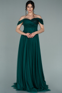 Длинное Вечернее Платье Изумрудно-зеленый ABU2176