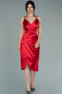 Миди Атласное Пригласительное Платье красный ABK1344