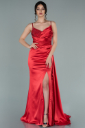 Длинное Атласное Вечернее Платье красный ABU2264