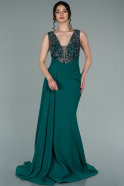 Длинное Вечернее Платье Изумрудно-зеленый ABU2276