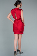 Короткое Атласное Платье красный ABK1357