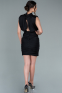 Короткое Атласное Платье Черный ABK1357