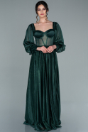 Длинное Вечернее Платье Изумрудно-зеленый ABU2141