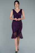 Миди Пригласительное Платье С Кружевами Тёмно-пурпурный ABK1262