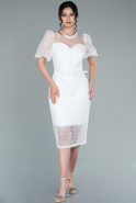 Миди Кружевное Ночное Платье Белый ABK1268