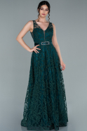 Длинное Вечернее Платье Изумрудно-зеленый ABU2267