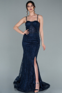 Длинное Выпускное Платье Русалка Темно-синий ABU2279