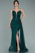 Длинное Вечернее Платье Изумрудно-зеленый ABU2274