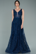 Длинное Вечернее Платье Темно-синий ABU2258