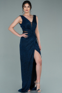 Длинное Выпускное Платье Темно-синий ABU2275