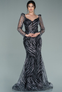 Длинное Вечернее Платье Русалка Черный ABU2284