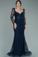Длинное Вечернее Платье Русалка Темно-синий ABU2285