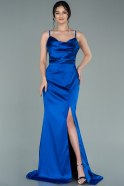 Длинное Атласное Выпускное Платье Ярко-синий ABU1938