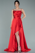 Длинное Атласное Выпускное Платье красный ABU2289
