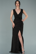 Длинное Вечернее Платье Черный-Золотой ABU2295