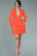 Мини Шифоновое Пригласительное Платье Оранжевый ABK1932
