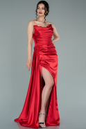 Длинное Атласное Вечернее Платье красный ABU2299
