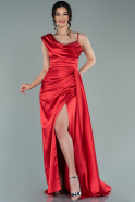 Длинное Атласное Вечернее Платье красный ABU2300