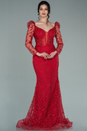 Длинное Вечернее Платье Русалка красный ABU2285