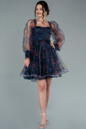 Короткое Платье На Приглашение Темно-синий ABK1368