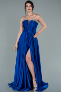 Длинное Атласное Вечернее Платье Ярко-синий ABU2302