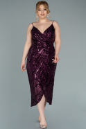Миди Вечернее Платье Большого Размера Пурпурный ABK1349