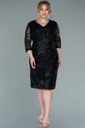 Короткое Чешуйчатое Вечернее Платье Черный ABK1284