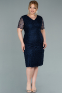 Большое Миди-Платье С Кружевами Темно-синий ABK1356
