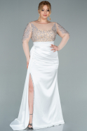 Длинное Атласное Вечернее Платье Белый ABU2314