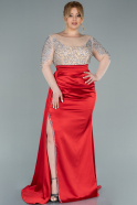 Большое Атласное Платье красный ABU2315