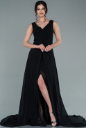 Длинное Шифоновое Вечернее Платье Черный ABU2316