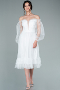 Миди Вечернее Платье Белый ABK1378