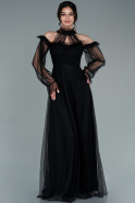 Длинное Вечернее Платье Черный ABU2321