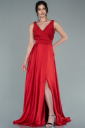 Длинное Атласное Выпускное Платье красный ABU2306