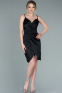 Короткое Атласное Платье Черный ABK1081