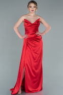 Длинное Атласное Вечернее Платье красный ABU2323