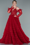 Длинное Платье Высокой Моды красный ABU2328