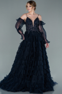 Длинное Платье Высокой Моды Темно-синий ABU2328