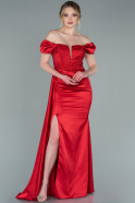 Длинное Атласное Вечернее Платье красный ABU2330