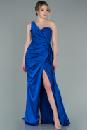 Длинное Атласное Вечернее Платье Ярко-синий ABU2028