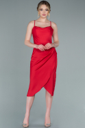Миди Атласное Пригласительное Платье красный ABK1848