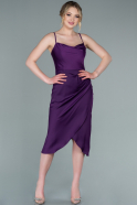 Миди Атласное Пригласительное Платье Пурпурный ABK1848