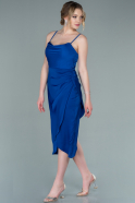 Миди Атласное Пригласительное Платье Ярко-синий ABK1848