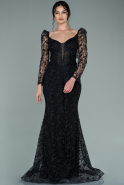 Длинное Вечернее Платье Русалка Черный ABU2285