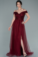 Длинное Вечернее Платье Бордовый ABU2336