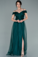 Длинное Вечернее Платье Изумрудно-зеленый ABU2336